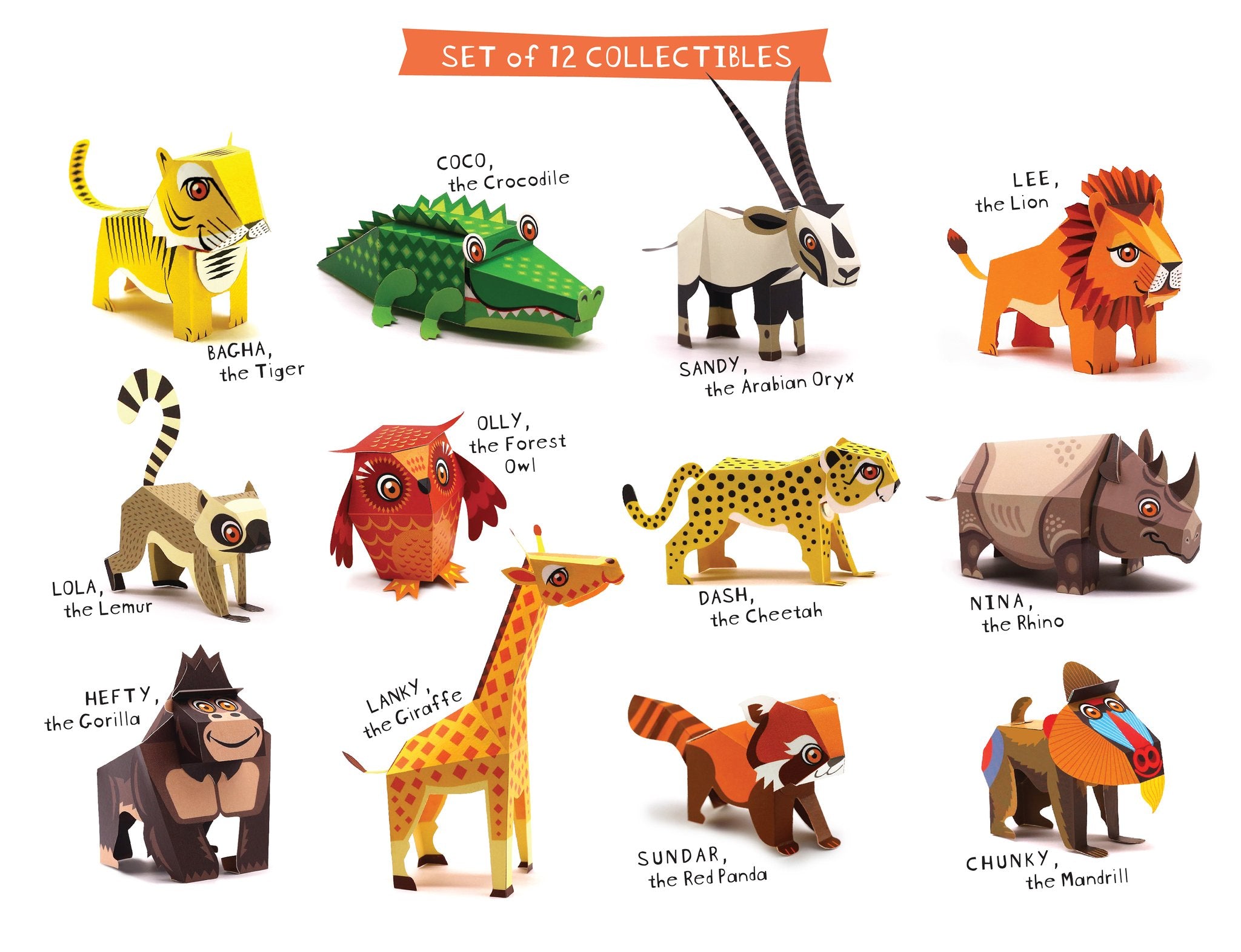 Endangered Animals 3d puzzles for kids Set 1 - 6 DIY Animals