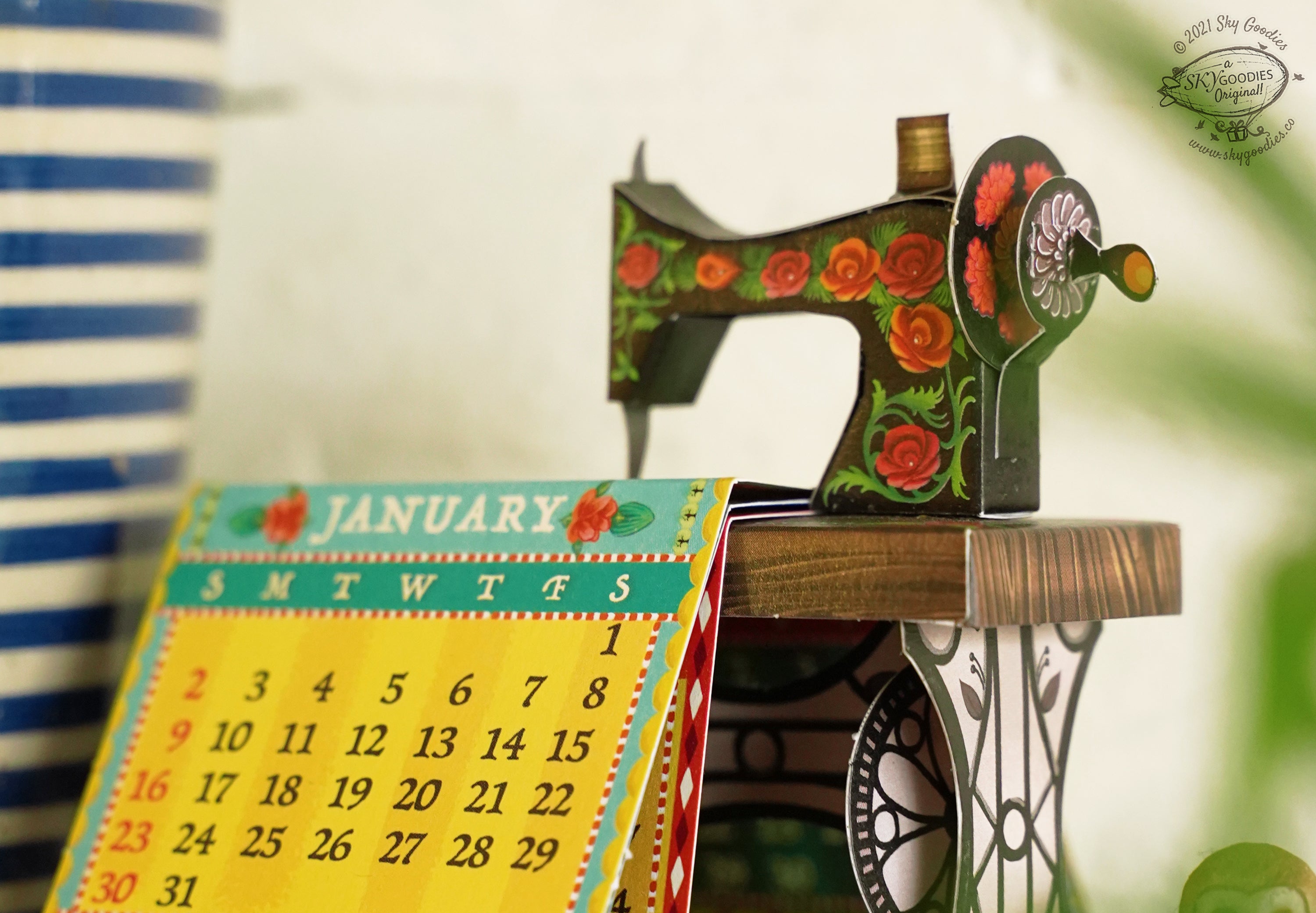 DIY Sewing Machine Desk Calendar 2024 Paper Craft Kit