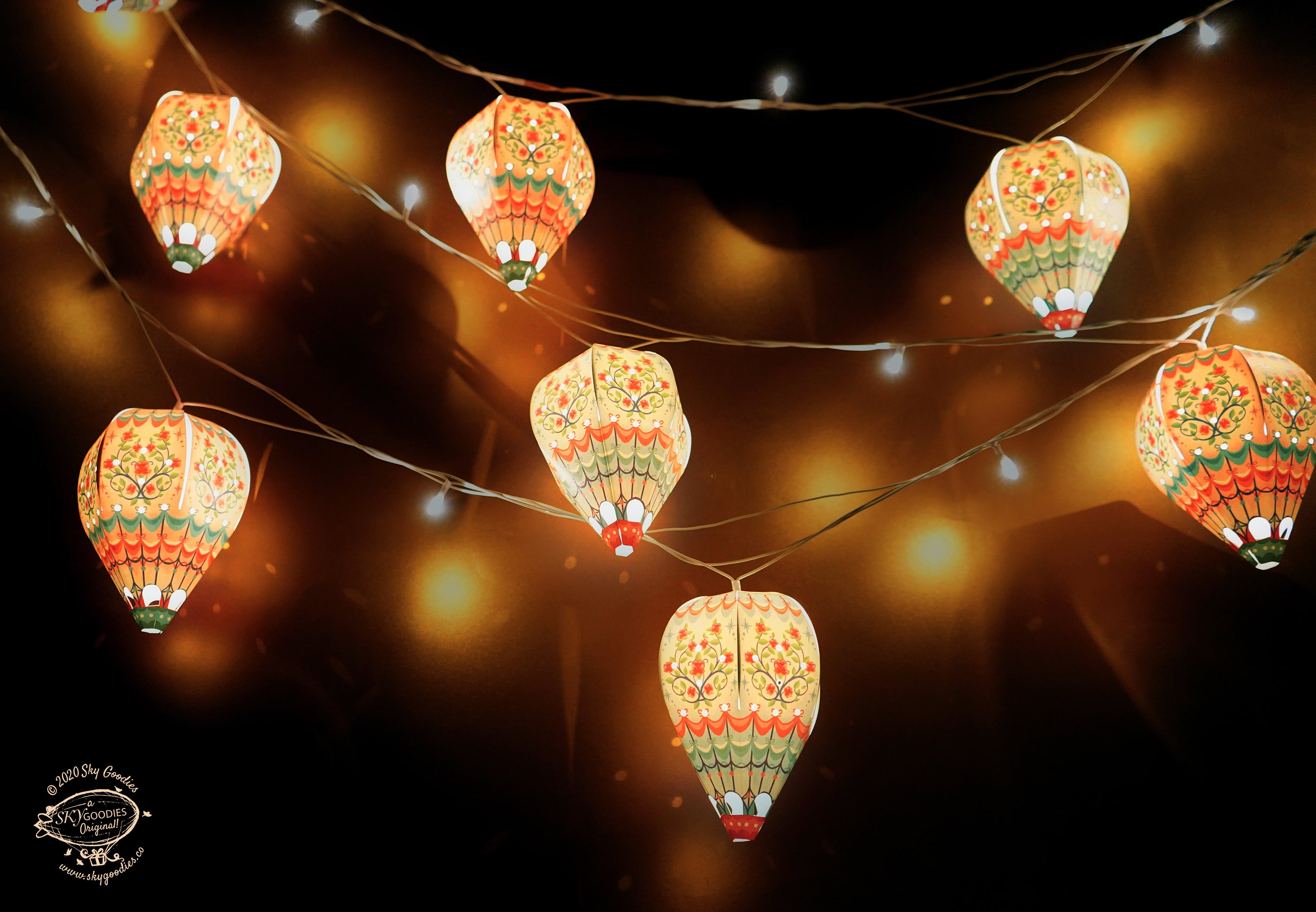 Paper Mini Hot Air Balloon Fairy Lights - Battery Operated