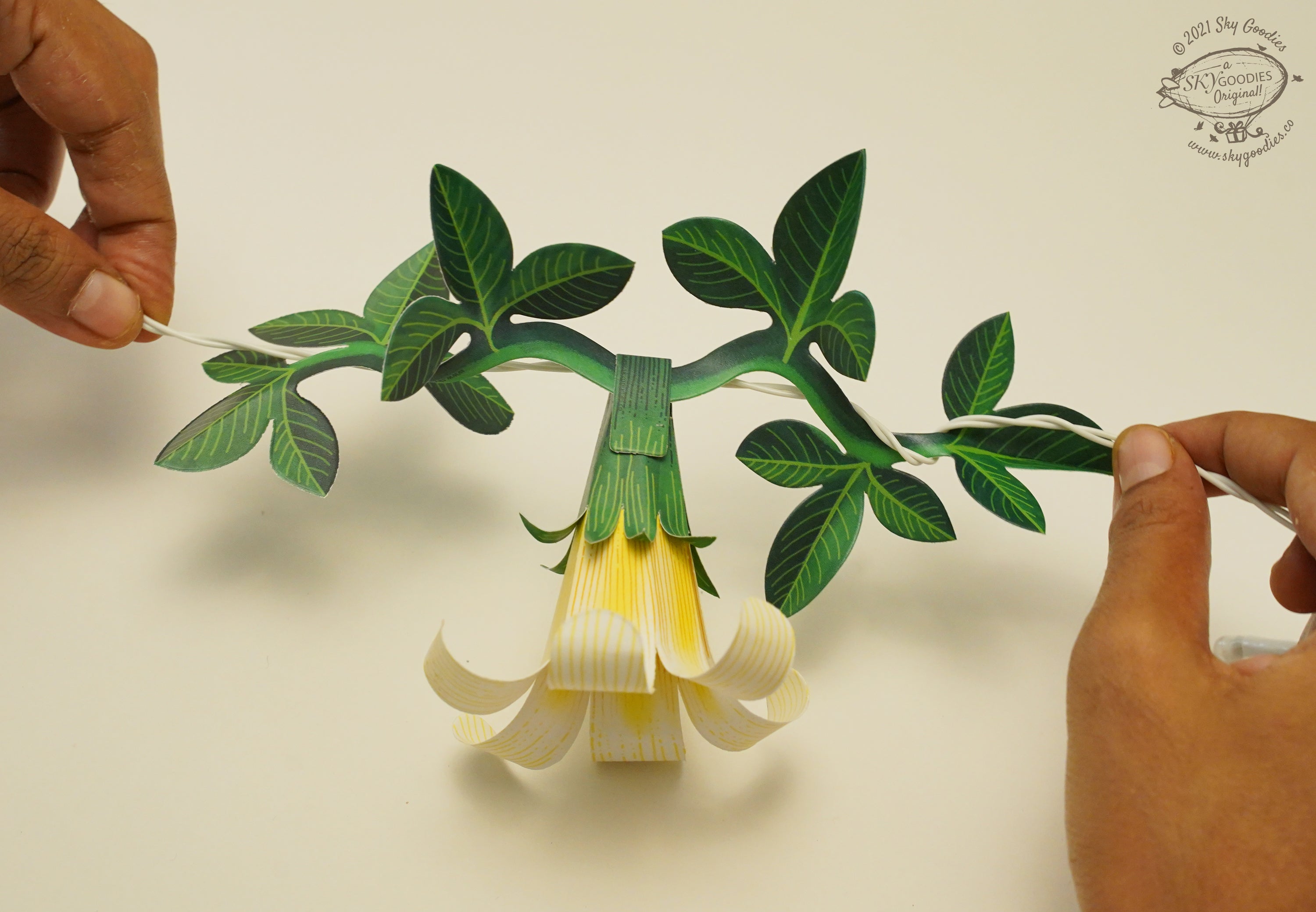 White Paper Flower Fairy Lights (10 flowers) - Battery Operated