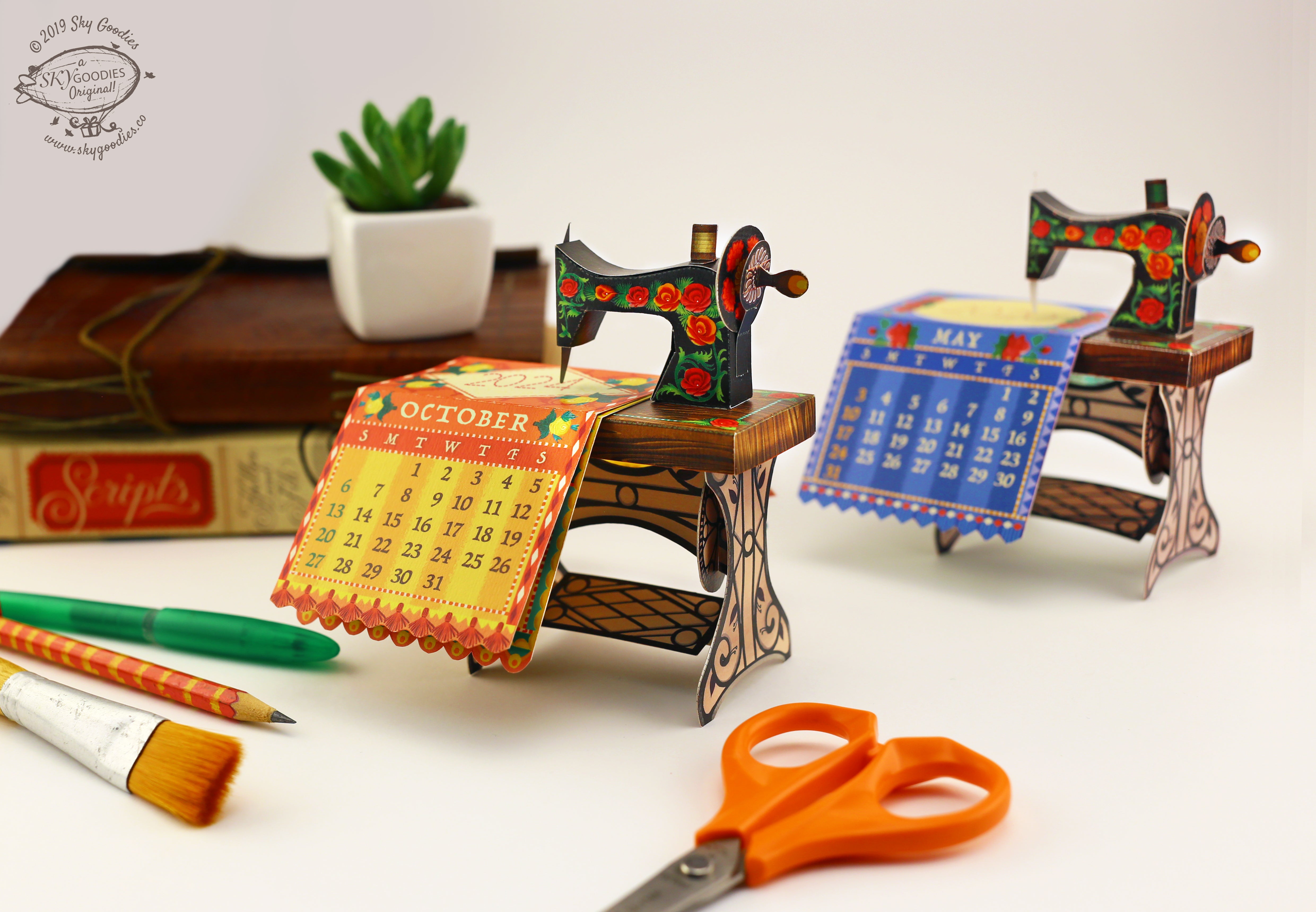 DIY Sewing Machine Desk Calendar 2024 Paper Craft Kit