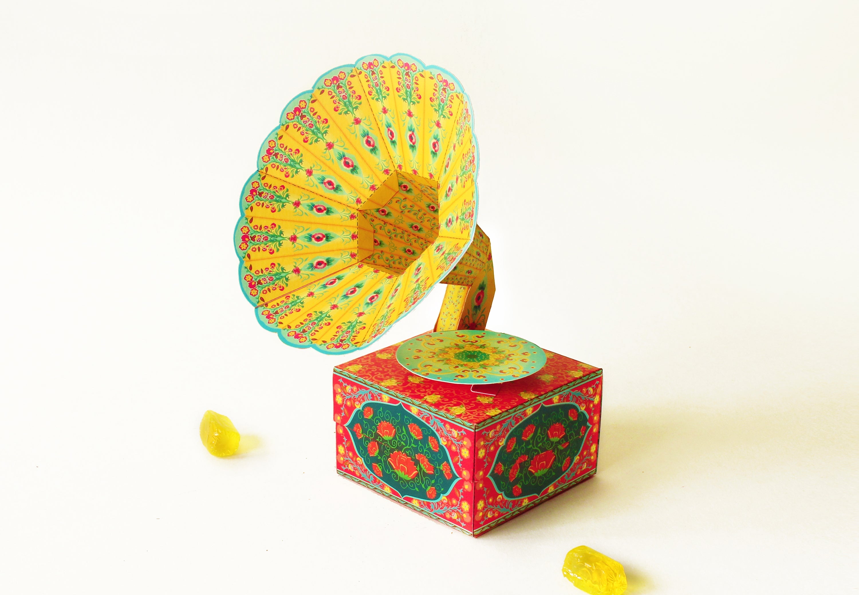 Colorful Mini Gramophone Box DIY Paper Craft Kit